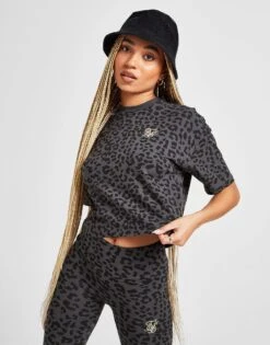 SikSilk Leopard Print Crop T-shirt Dames -Dameskledingwinkel jd 503481 d
