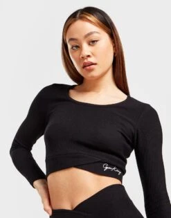 Gym King Ribbed Long Sleeve Cross Top -Dameskledingwinkel jd 523219 d
